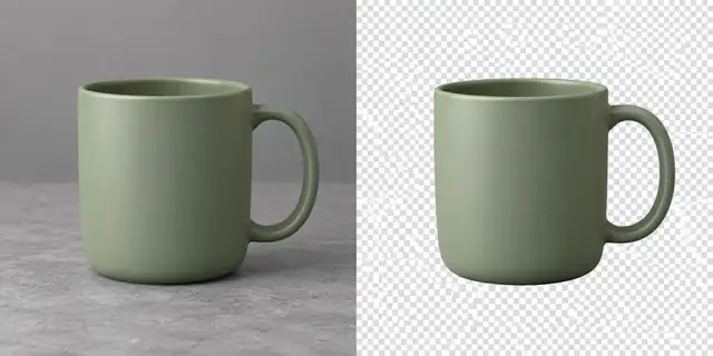 Beispielvisualisierung: Das Produkt steht ohne Hintergrund auf einer transparenten Fläche. Form, Farbe und feine Konturen bleiben möglichst erhalten.